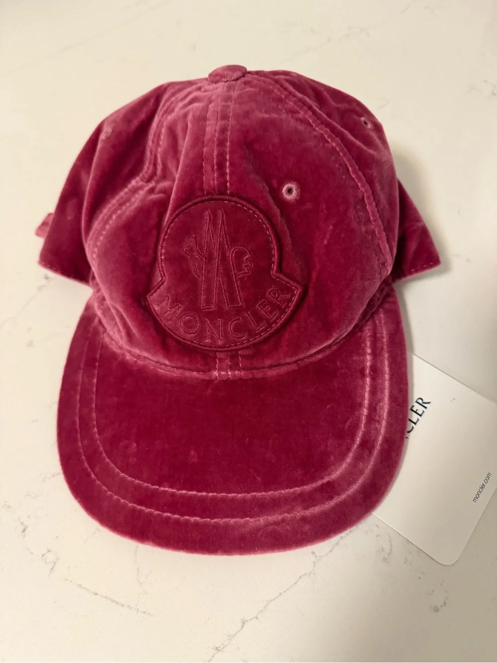 Moncler Velvet Cap in Dusty Rose Pink